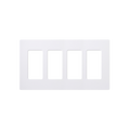 Placa de pared 4 espacios, color blanco, para atenuador (dimmer), switch Ã³ control remoto PICO inalÃ¡mbrico
