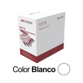 Bobina de Cable UTP 305 Metros (1000 Pies) / Cat 6 (24 AWG) / Color Blanco / PVC (CM) / Uso en Interior / CCA (Cobre con Aluminio) / Aplicaciones de CCTV y Redes de Datos