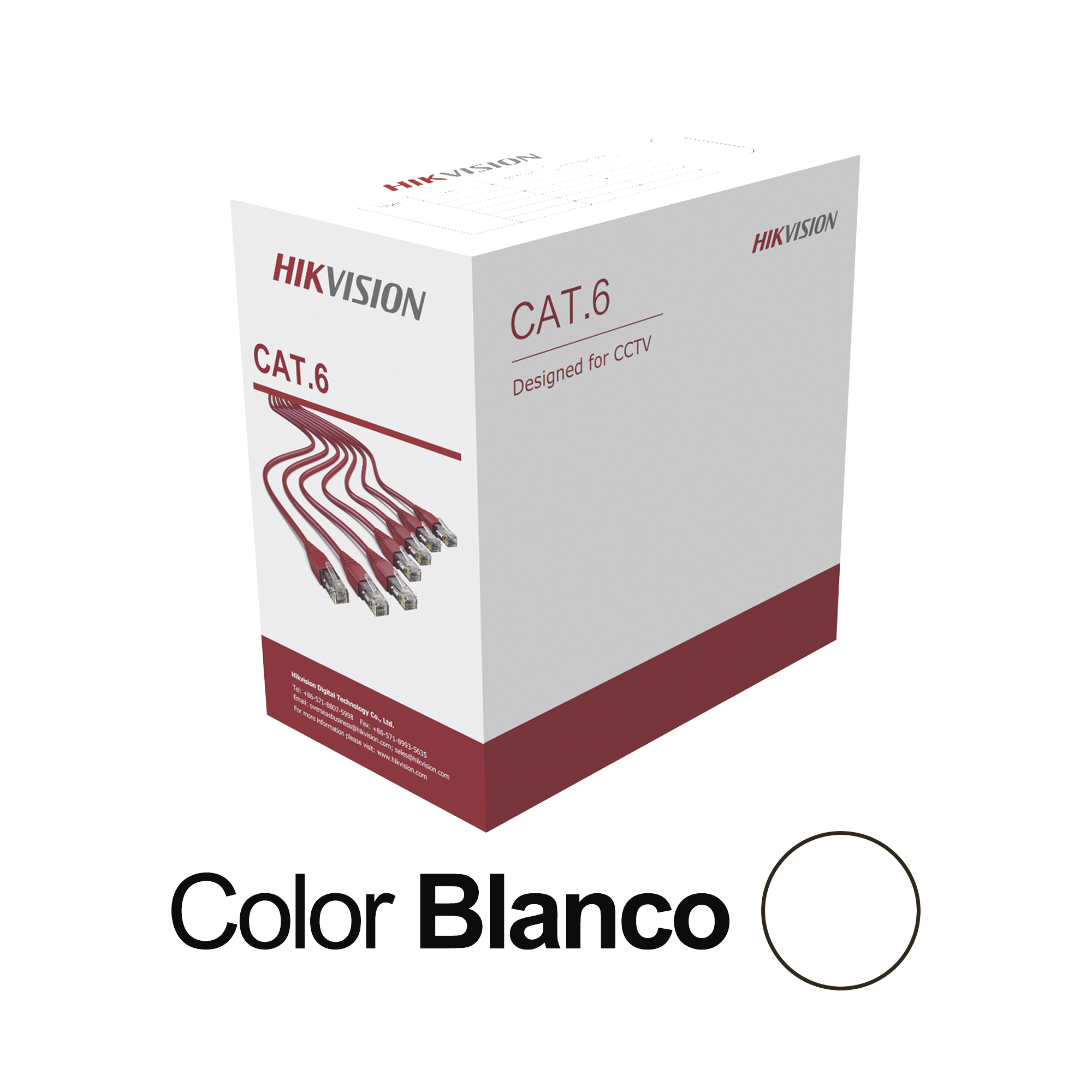 Bobina de Cable UTP 305 Metros (1000 Pies) / Cat 6 (24 AWG) / Color Blanco / PVC (CM) / Uso en Interior / CCA (Cobre con Aluminio) / Aplicaciones de CCTV y Redes de Datos