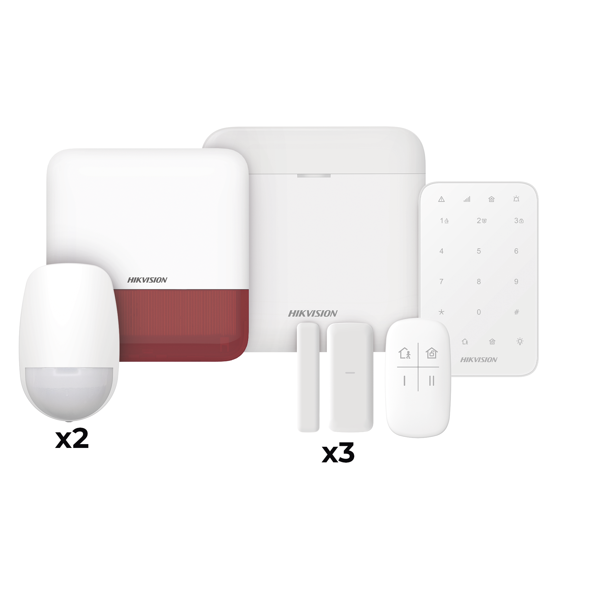 (AX PRO) KIT de Alarma AX PRO / Incluye: 1 Hub / 2 Sensores PIR / 3 Contactos MagnÃ©ticos mini / 1 Control Remoto / 1 Sirena Estrobo en color Rojo InalÃ¡mbrica Exterior /1 Teclado InalÃ¡mbrico / Wi-Fi / Compatible con Hik-Connect P2P