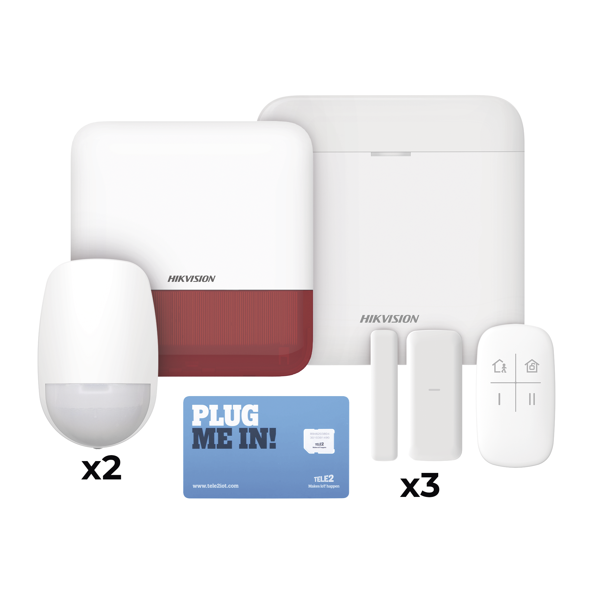 (AX PRO) KIT de Alarma AX PRO con GSM (3G/4G), Wi-Fi y Ethernet / Incluye: 1 Hub  con baterÃ­a de respaldo / 2 Sensores PIR / 3 Contactos MagnÃ©ticos Slim / 1 Control Remoto / 1 Sirena Roja Inalambrica Exterior