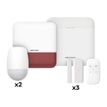 (AX PRO) KIT de Alarma AX PRO / Incluye: 1 Hub con baterÃ­a de respaldo / 2 Sensores PIR / 3 Contactos MagnÃ©ticos mini / 1 Control Remoto / 1 Sirena Inalambrica Exterior color rojo  / WiFi / Compatible con Hik-Connect P2P
