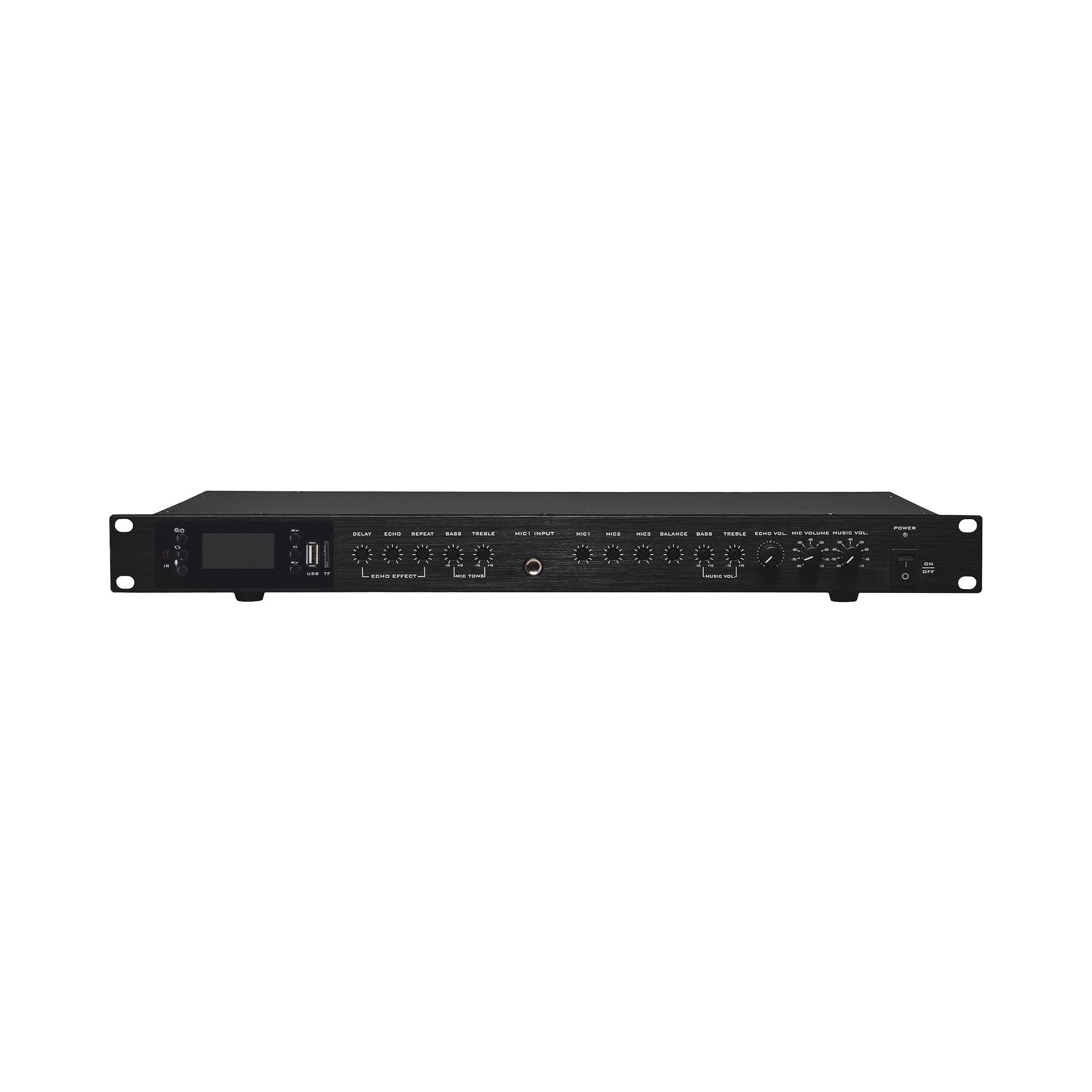 Amplificador de Audio | 2 x 60W | Baja Impedancia 4 - 8Î© | Reproductor Bluetooth, USB, SD | Efectos Integrados Delay, Echo, Repeat