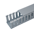 Canaleta Ranurada de PVC con Tapa, Tipo F, 57.2 mm de Ancho, 104.1 mm de Alto y 2 m de Largo, Color Gris