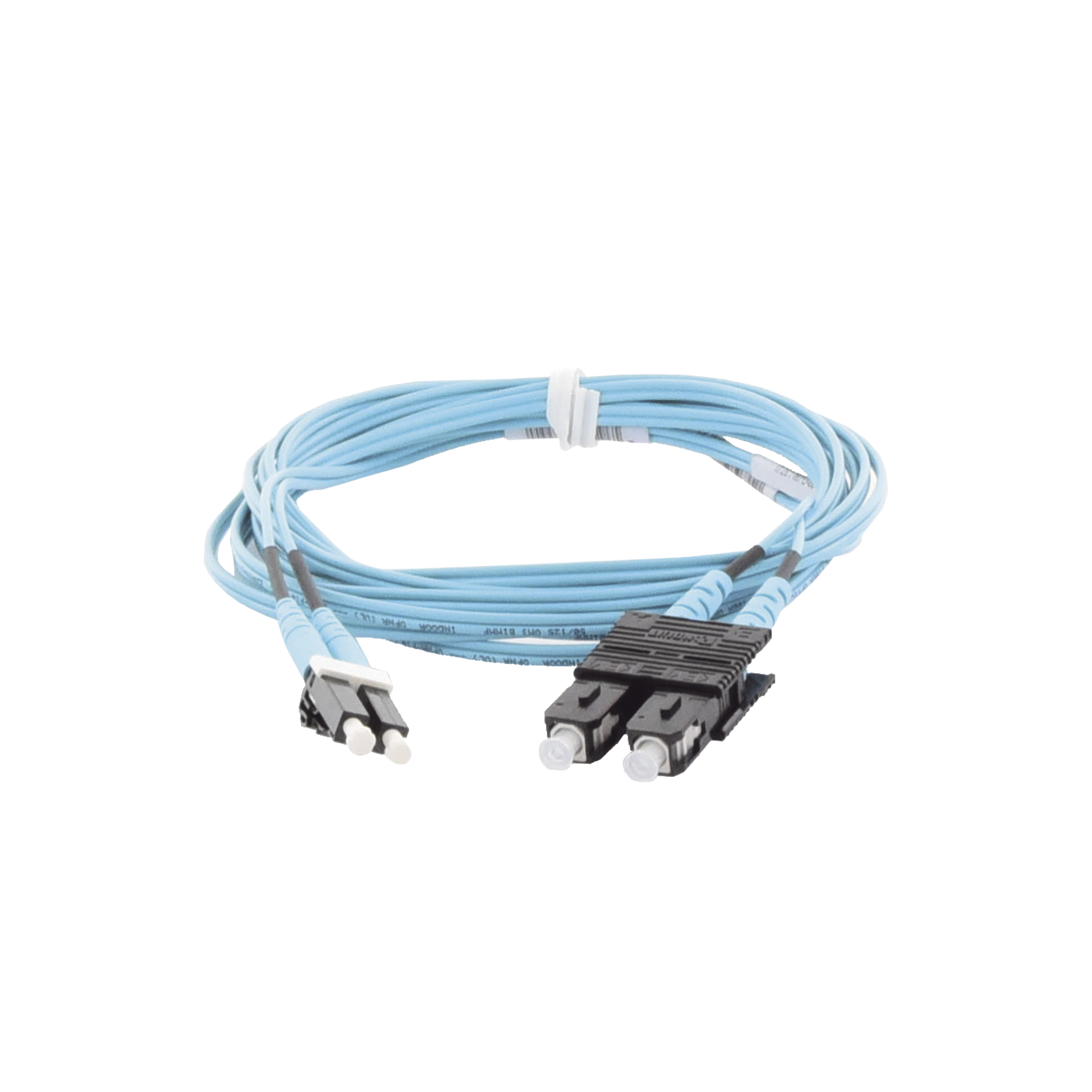 Jumper de Fibra Optica Multimodo 50/125 OM3, LC-SC Duplex, OFNR (Riser), Color Aqua, 3 Metros (9.84 Pies)