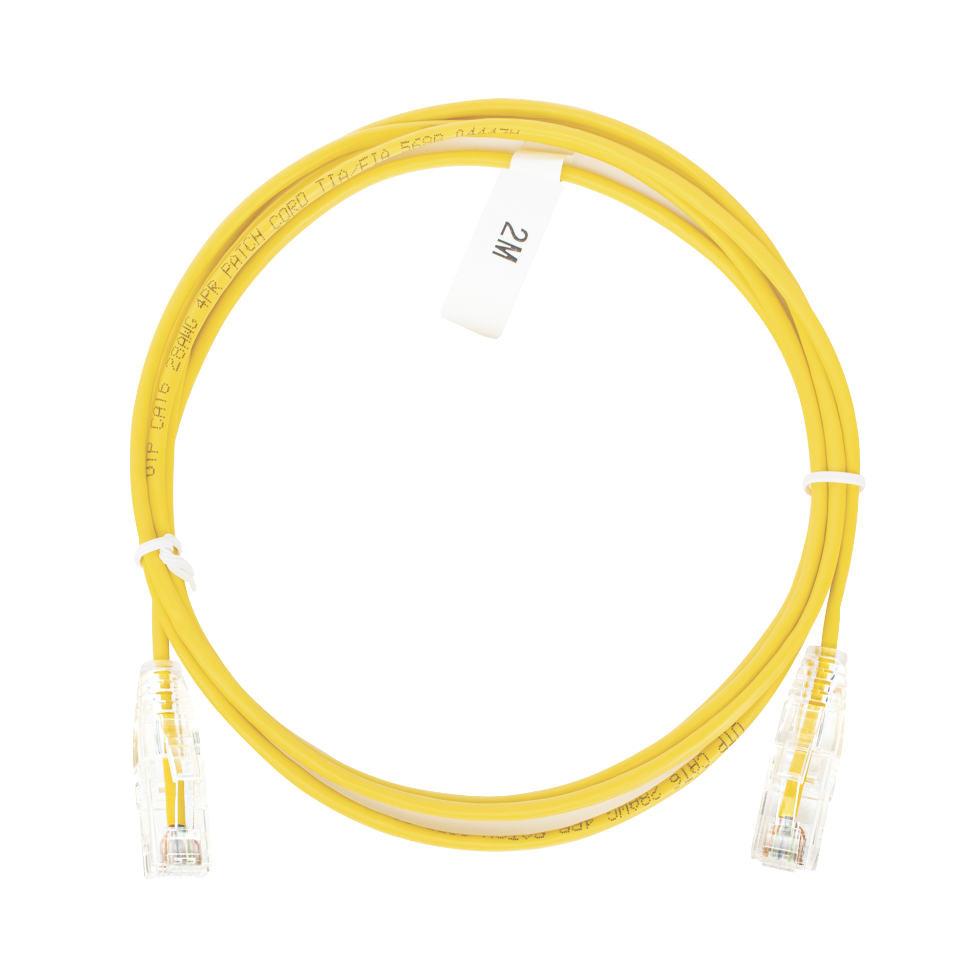 Cable de Parcheo Slim UTP Cat6 - 2 Metros (6.56 Pies) Amarillo Diámetro Reducido (28 AWG)