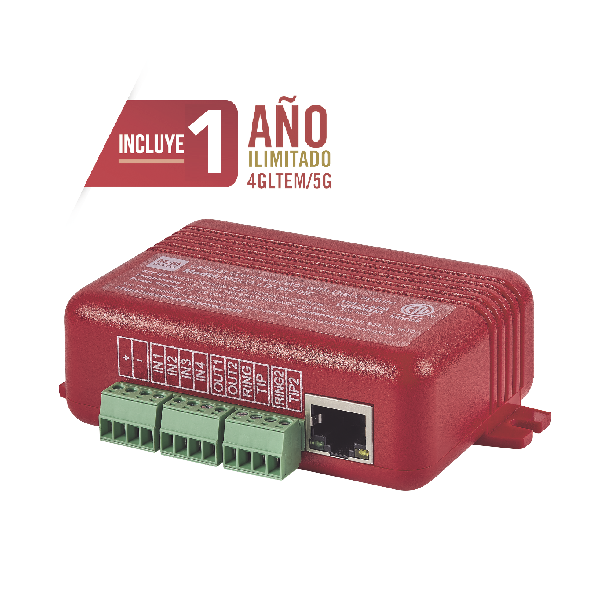 COMUNICADOR DUAL Universal para PANELES DE INCENDIO 4GLTEM - 1 AÃ±o de Servicio - Eventos a CMS