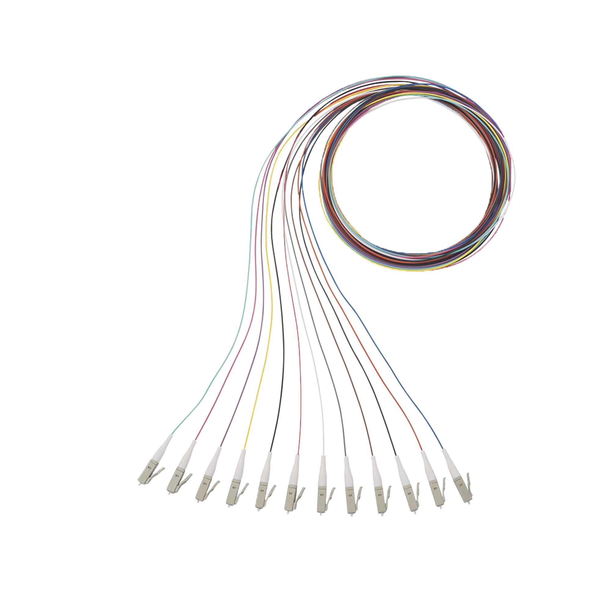 Kit de 12 Pigtails con Conector LC, Multimodo 50/125 OM4, 900um, de 1 Metro (3.28 Pies)