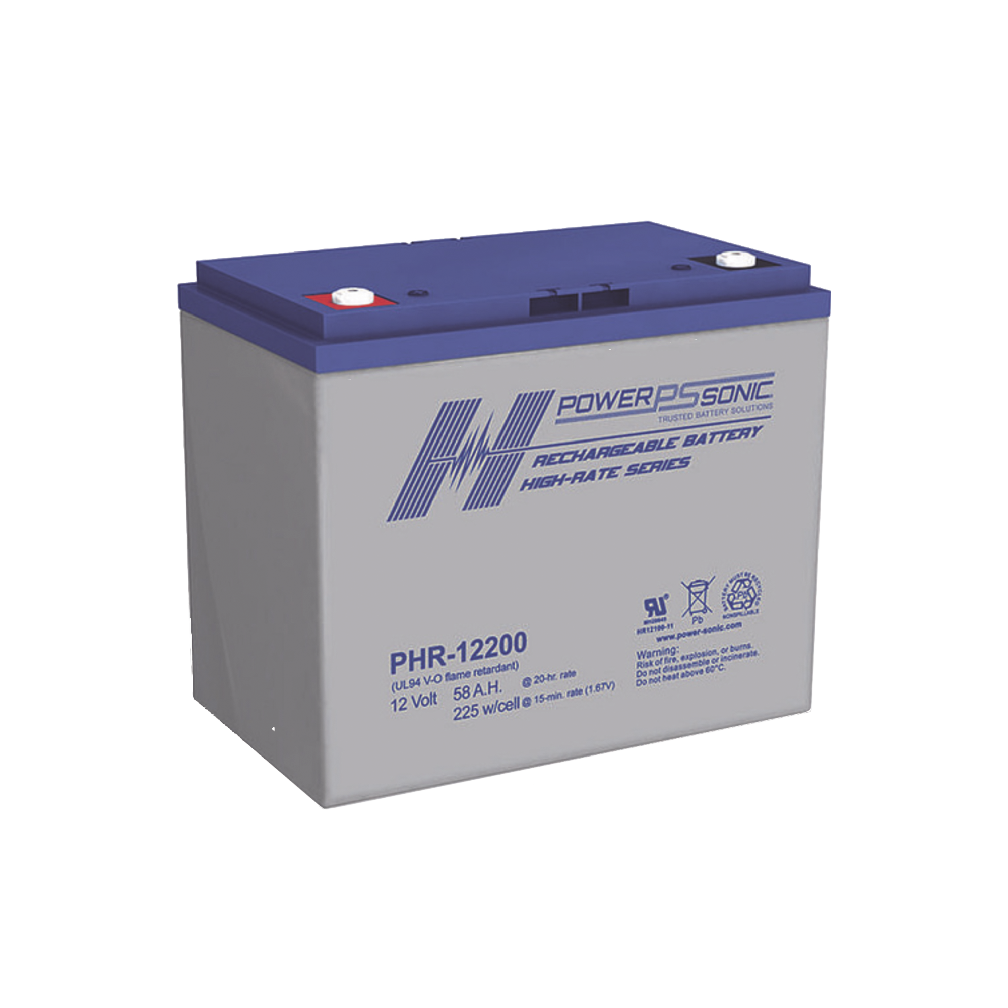 BaterÃ­a 12V, 58AH, Para Respaldo, Serie PHR, TecnologÃ­as AGM/VRLA, 5 AÃ±os Vida Ãštil, Terminales M6, Reconocida UL
