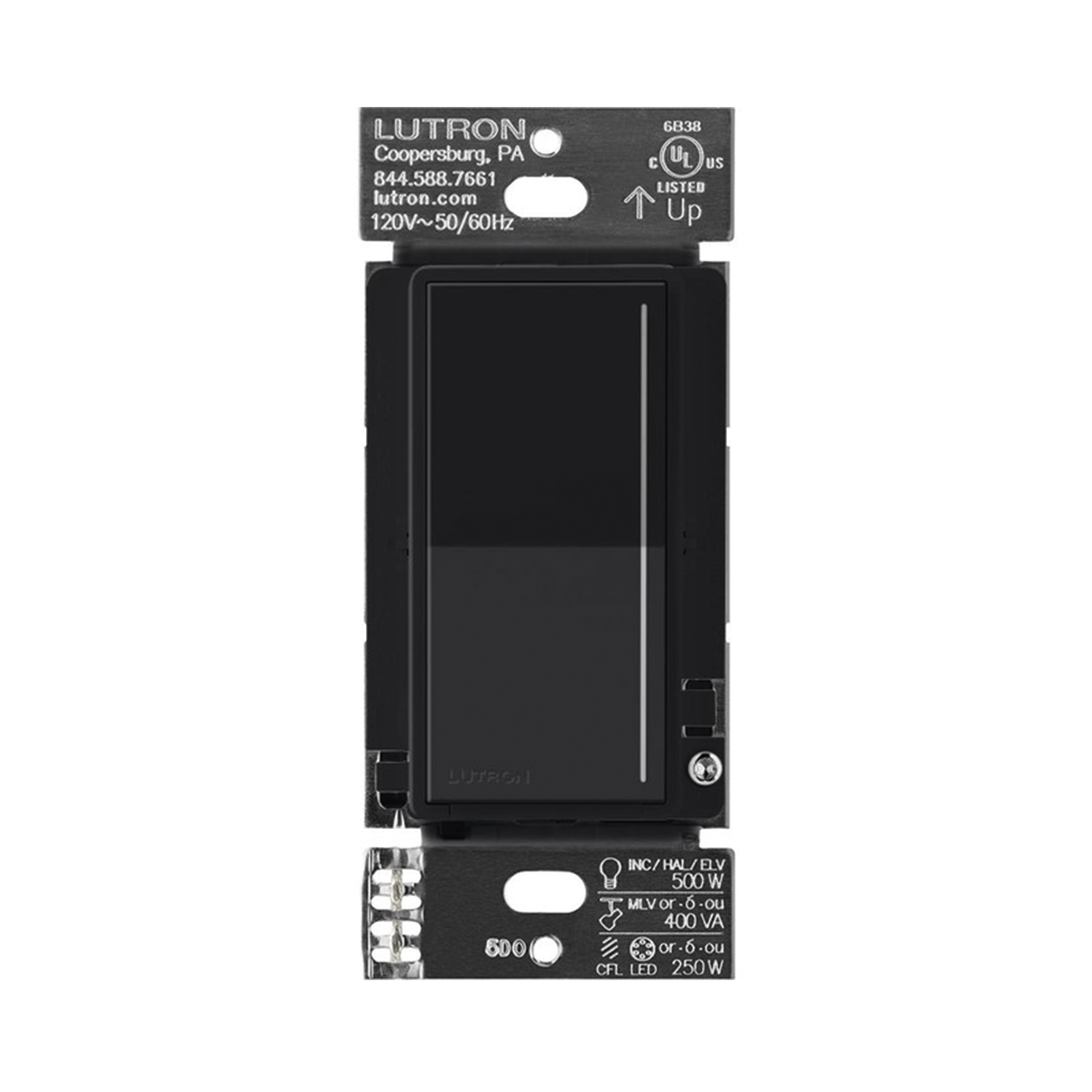(RadioRa3) Atenuador tÃ¡ctil Sunnata Dimmer PRO color negro satin, requiere cable neutro / soporta 250W LED