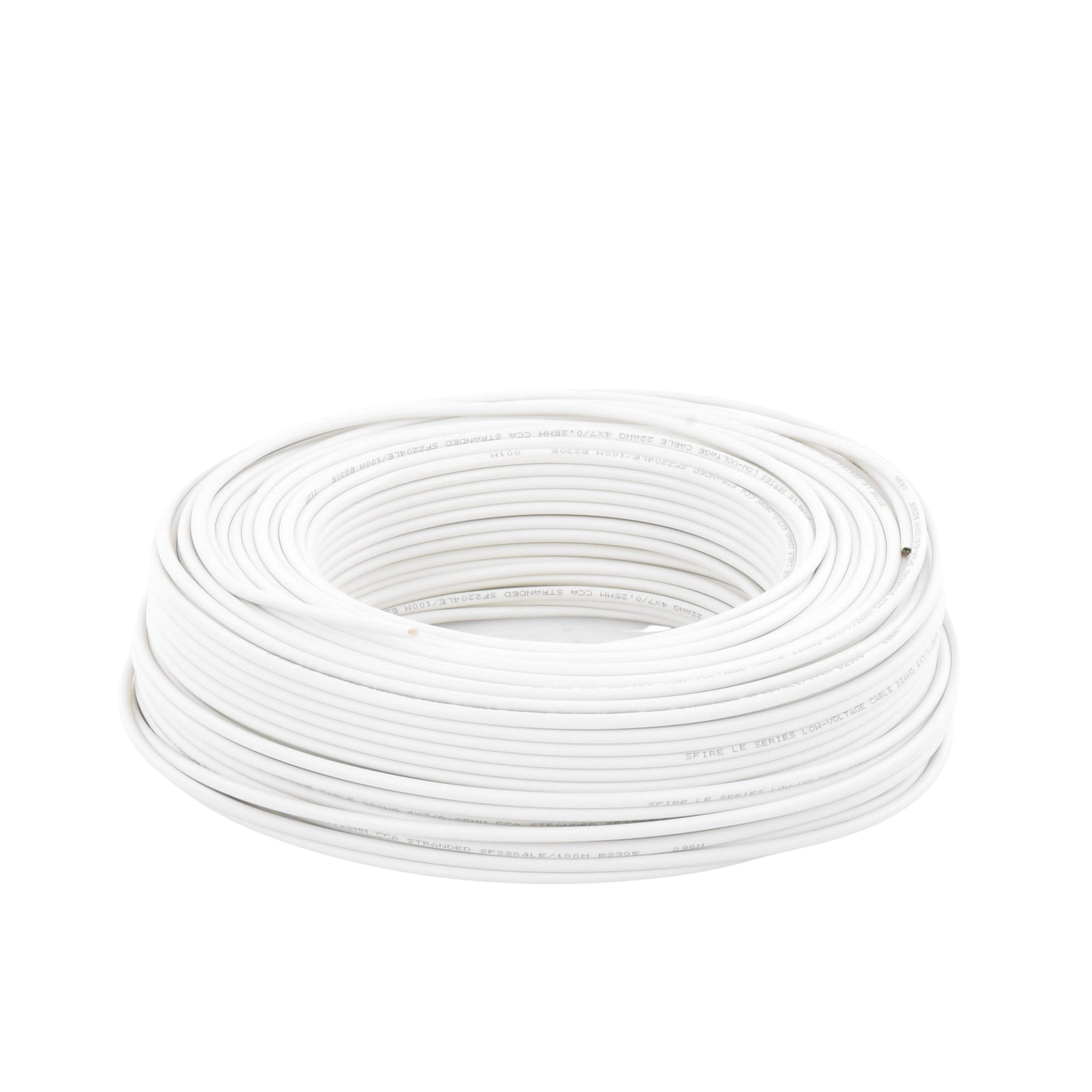 Bobina de 100 Metros (328.08 Pies) / Cable de CCA / 4 x 22 AWG / Tipo Aluminio Revestido de Cobre / Aplicaciones en Alarmas de Intrusión / Automatización