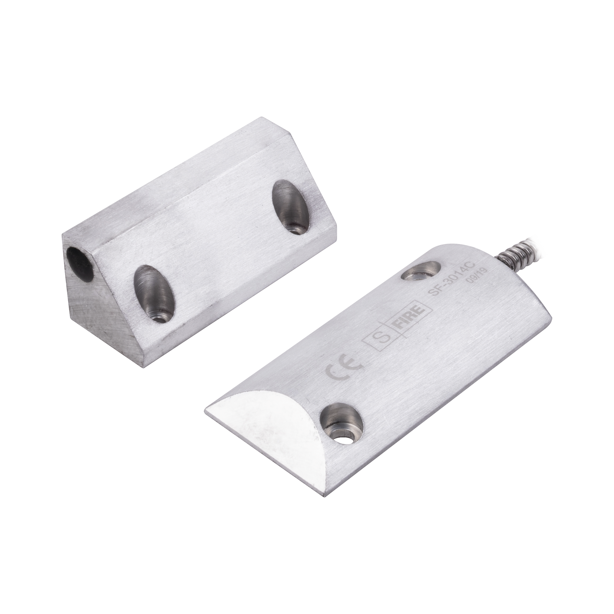 Contacto MagnÃ©tico para Piso, Salida Dual NC/NA, GAP 65mm, Cubierta de Aluminio con 55cm de Cable Blindado