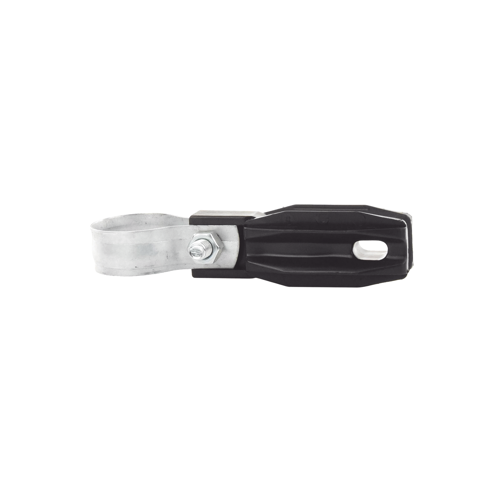 Aislador de paso o esquina con abrazadera incluida de 33-38mm para uso en tuberÃ­a de malla ciclÃ³nica.