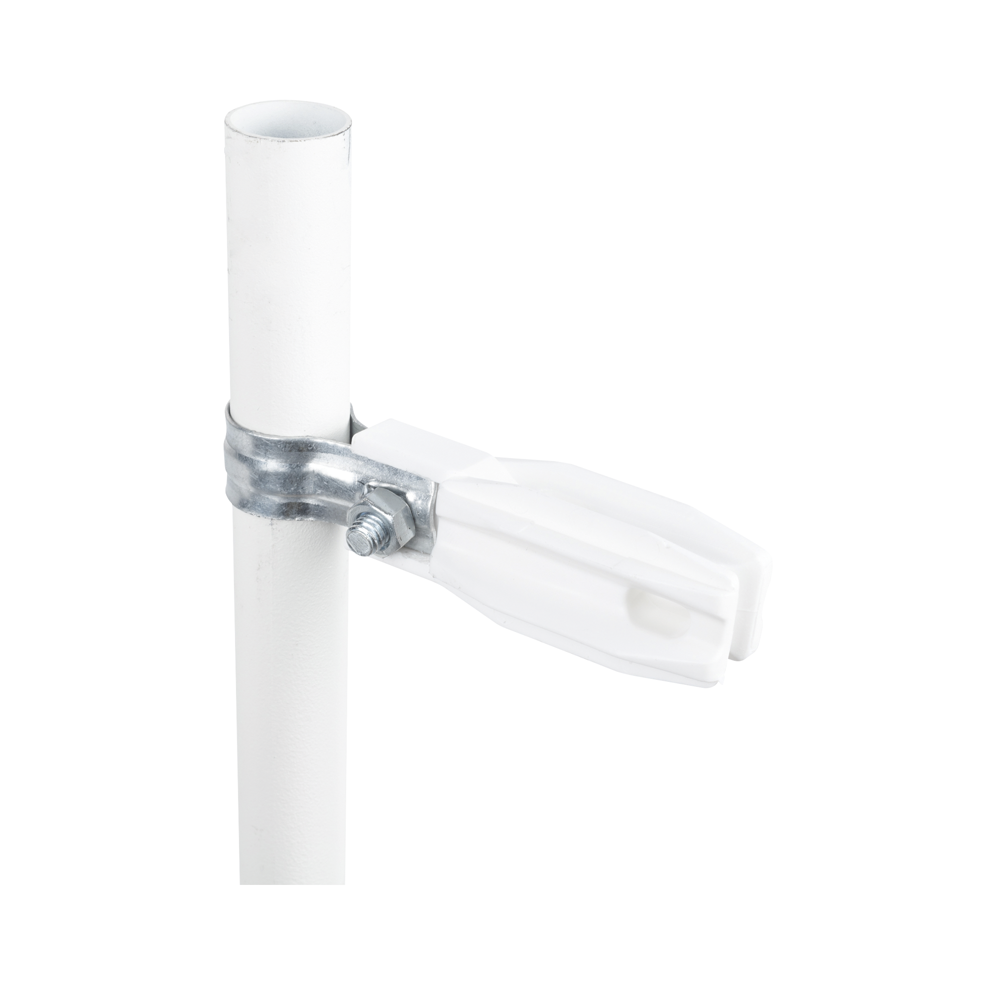Aislador de paso o esquina de color BLANCO con abrazadera incluida de 1 Pulgada para uso en poste cerco elÃ©ctrico