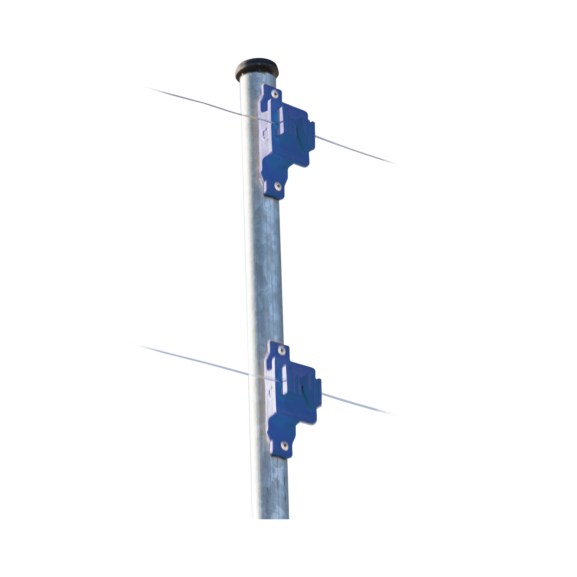 Aislador de Paso colo Azul reforzado para cercos elÃ©ctricos, resistente al clima extremoso