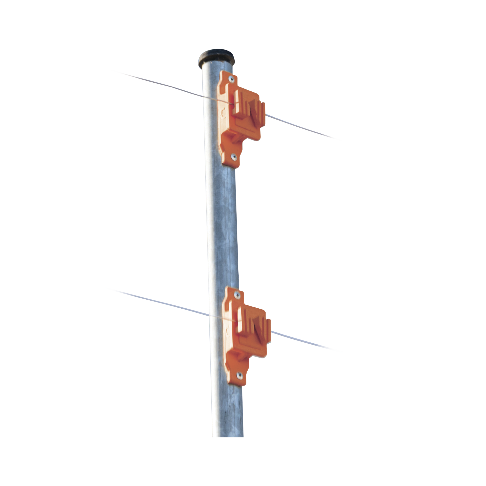 Aislador de Paso color Naranja reforzado para cercos elÃ©ctricos, resistente al clima extremoso