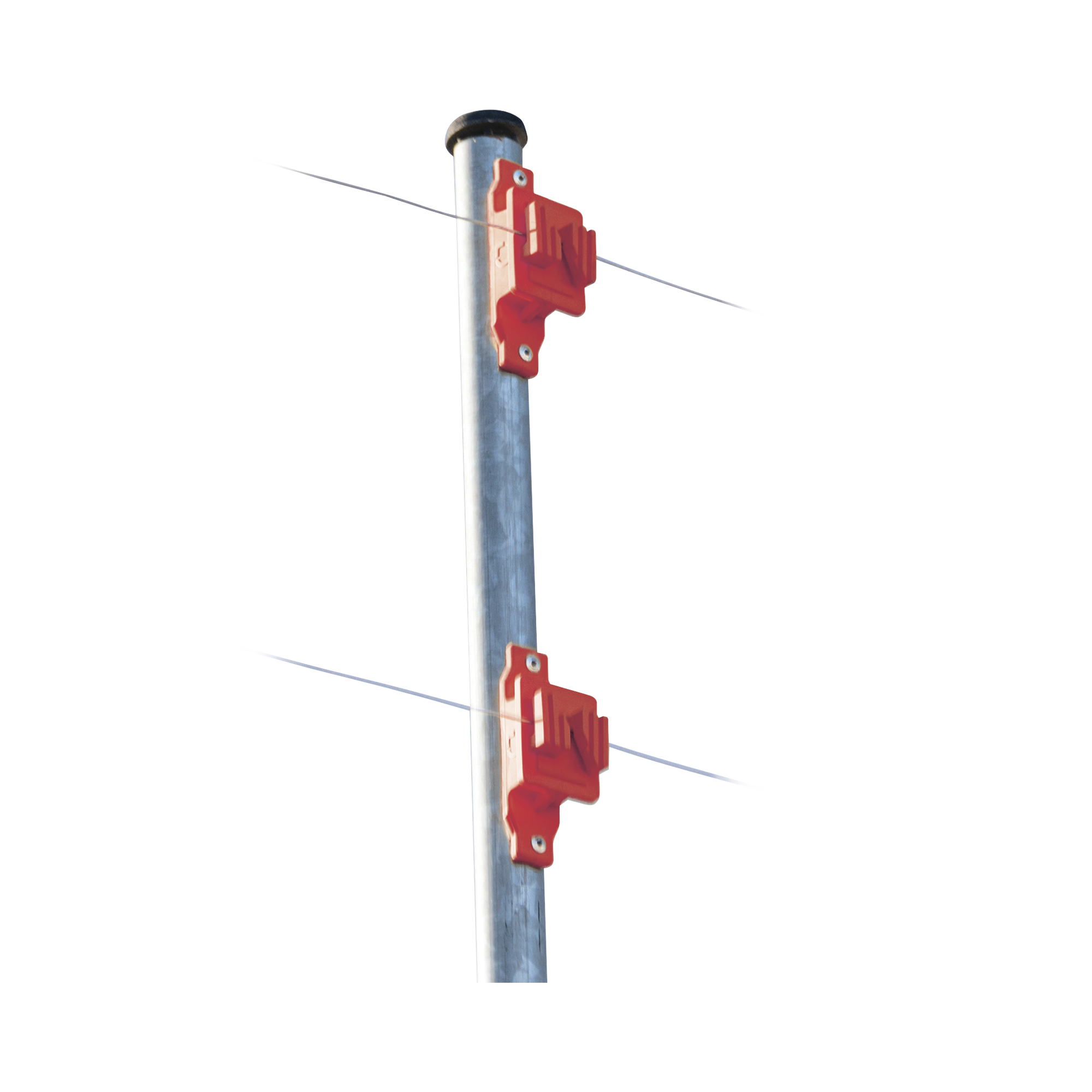 Aislador de Paso color Rojo reforzado para cercos elÃ©ctricos, resistente al clima extremoso