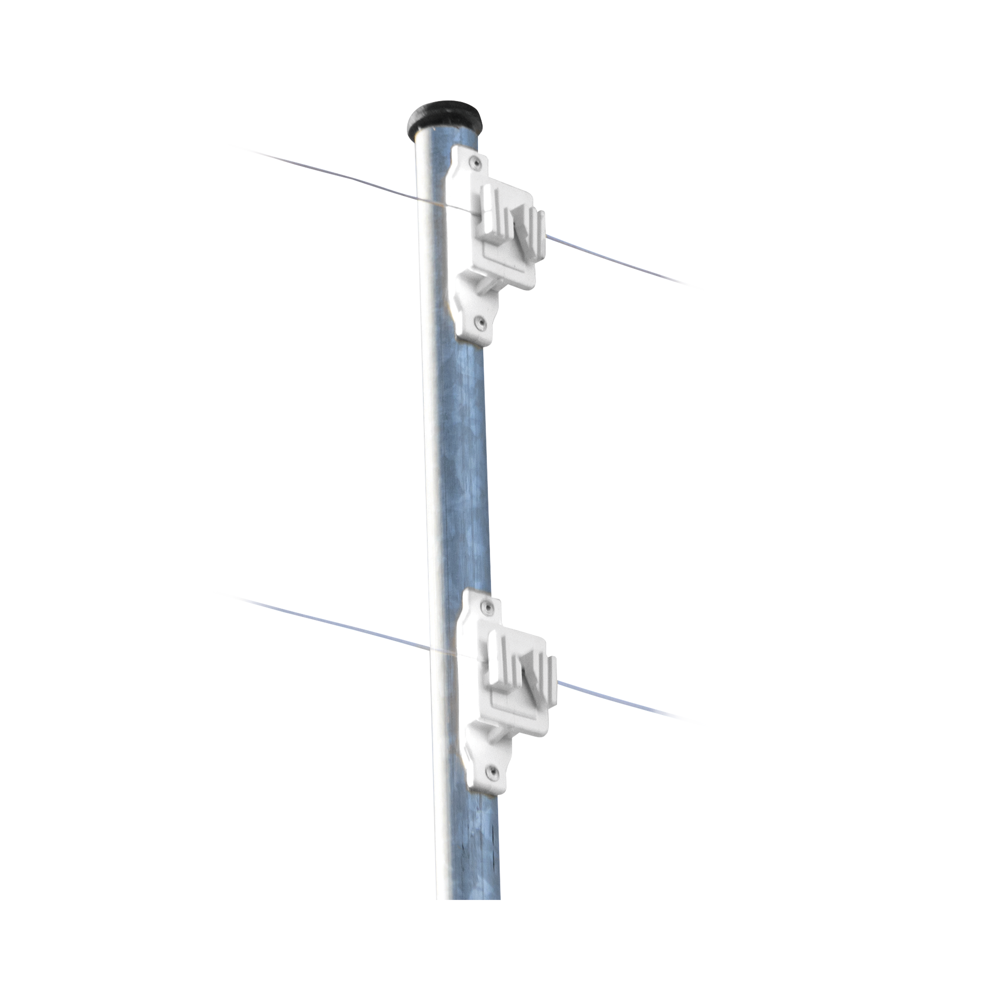 Aislador de Paso Blanco reforzado para cercos elÃ©ctricos, resistente al clima extremoso