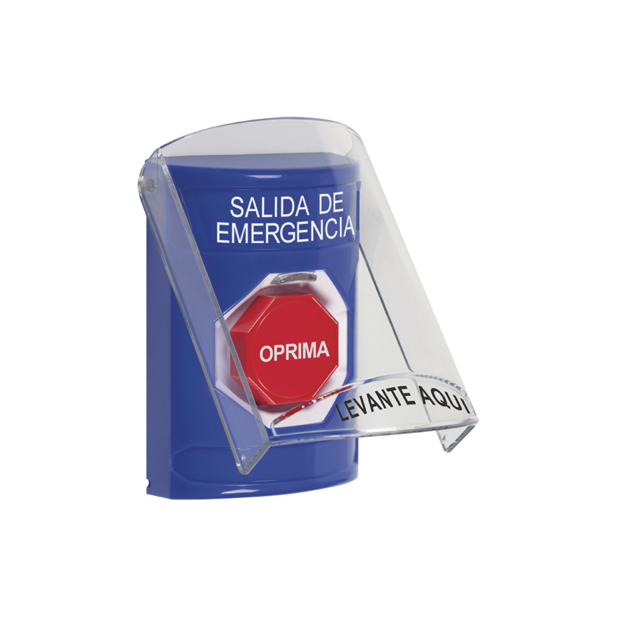 BotÃ³n de Salida de Emergencia, Texto en EspaÃ±ol, Tapa Protectora de Policarbonato SÃºper Resistente, Restablecimiento con Llave