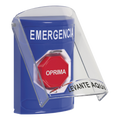 BotÃ³n MultipropÃ³sito, Color Azul, De Superficie, Con Tapa De Policarbonato, Sin Bocina Prealarma, Para Interior, Girar Para Restablecer, Texto De Emergencia, EspaÃ±ol