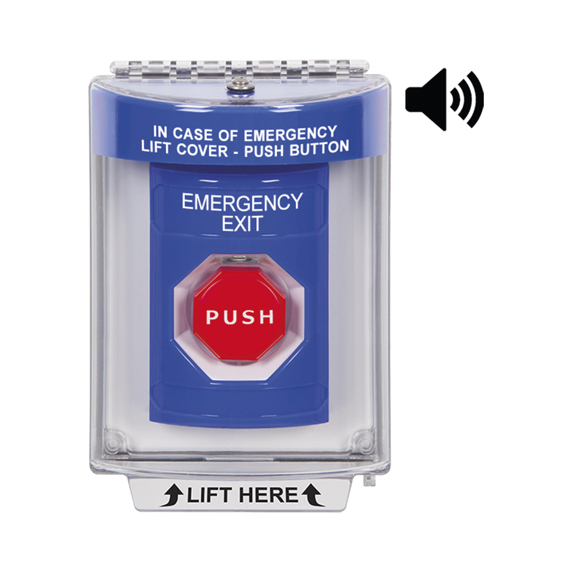 BotÃ³n De Salida De Emergencia Con Bocina De Advertencia Integrada, Interior/Exterior, Texto En Ingles, Tapa Protectora De Policarbonato SÃºper Resistente, NeumÃ¡tico