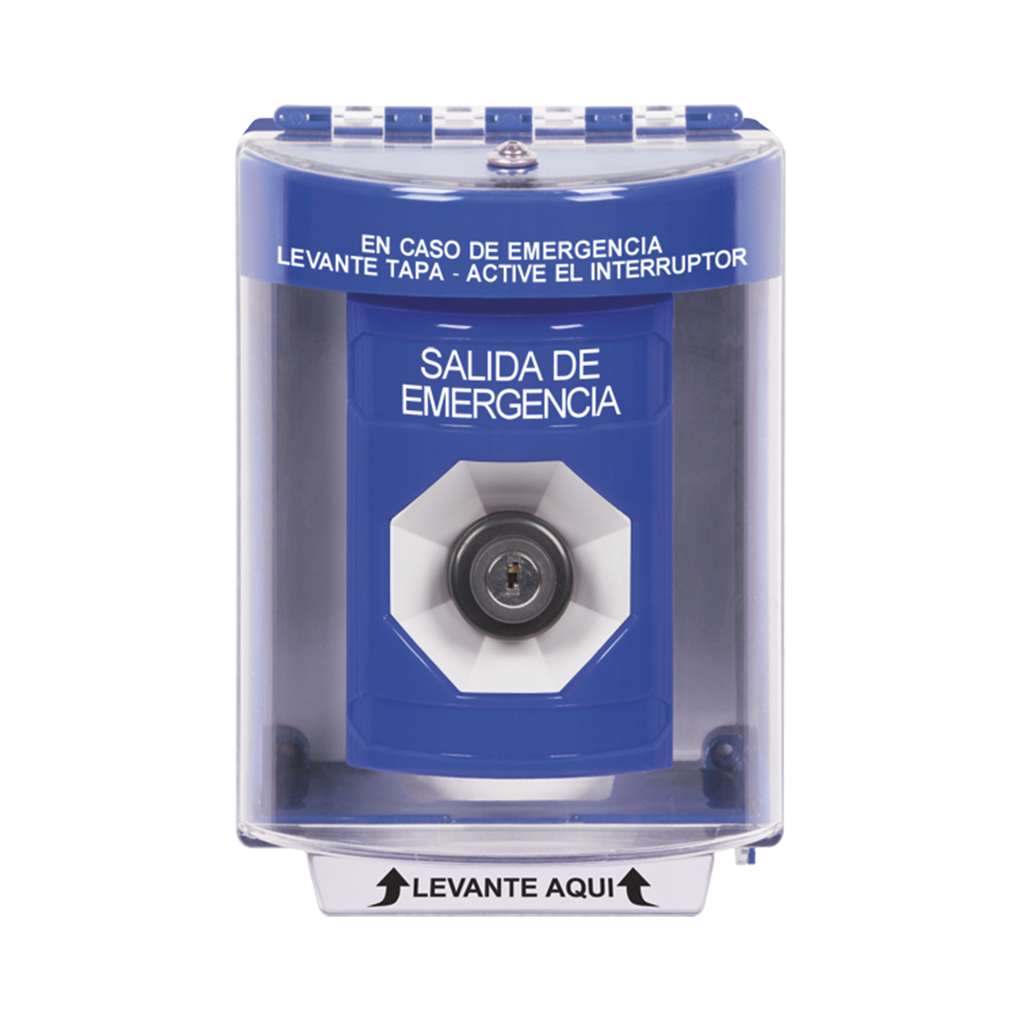BotÃ³n de Salida de Emergencia, Texto en EspaÃ±ol, Tapa Protectora de Policarbonato SÃºper Resistente, Llave para Activar