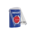 BotÃ³n MultipropÃ³sito, Color Azul, De Superficie, Con Tapa De Policarbonato, Con Bocina Pre Alarma, Para Interior, Llave Para Restablecer, Texto De Emergencia, Ingles