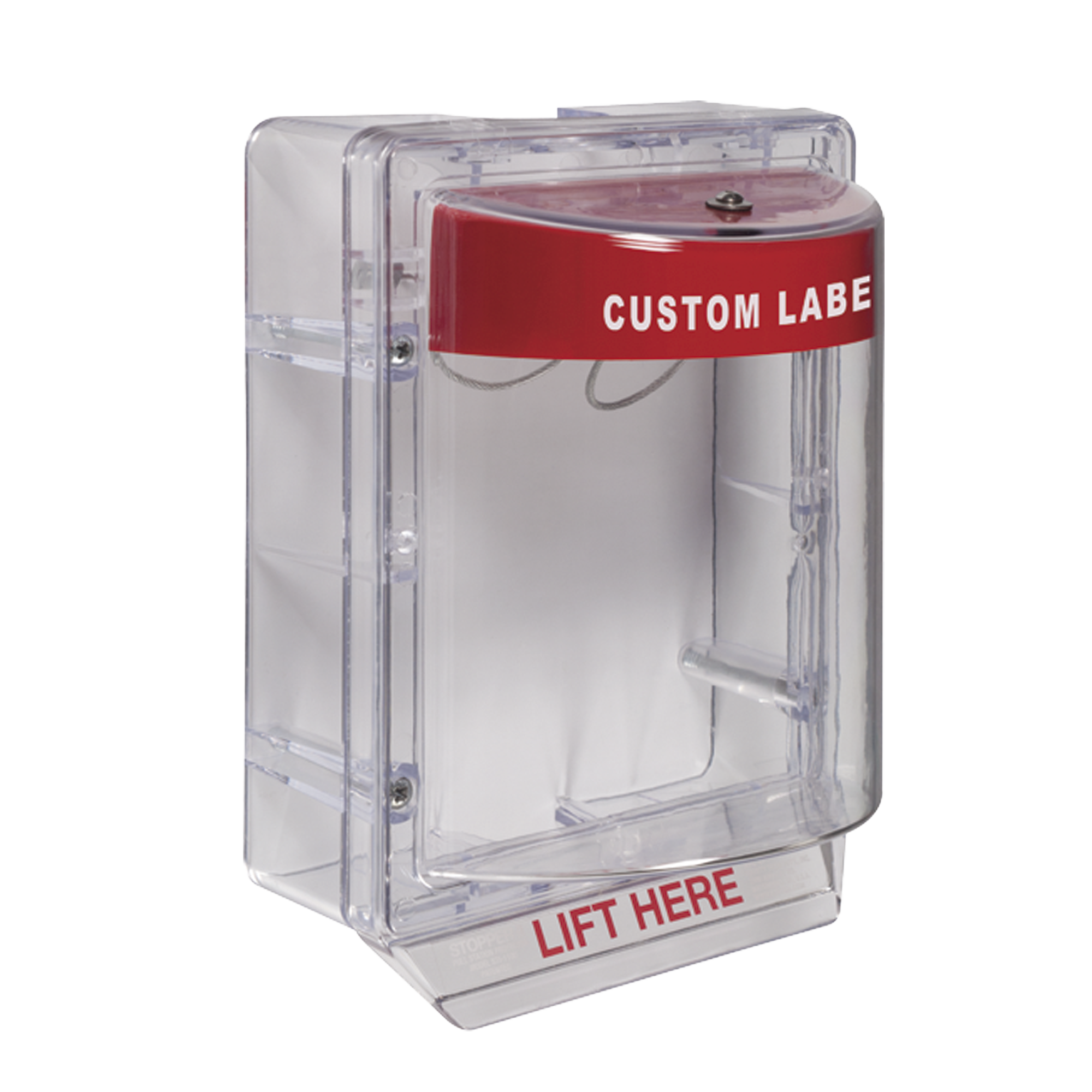 Cubierta Protectora Serie Stopper IIÂ® De Policarbonato, Con Bocina, Espaciador Transparente, Montaje en Superficie, Etiqueta Personalizada