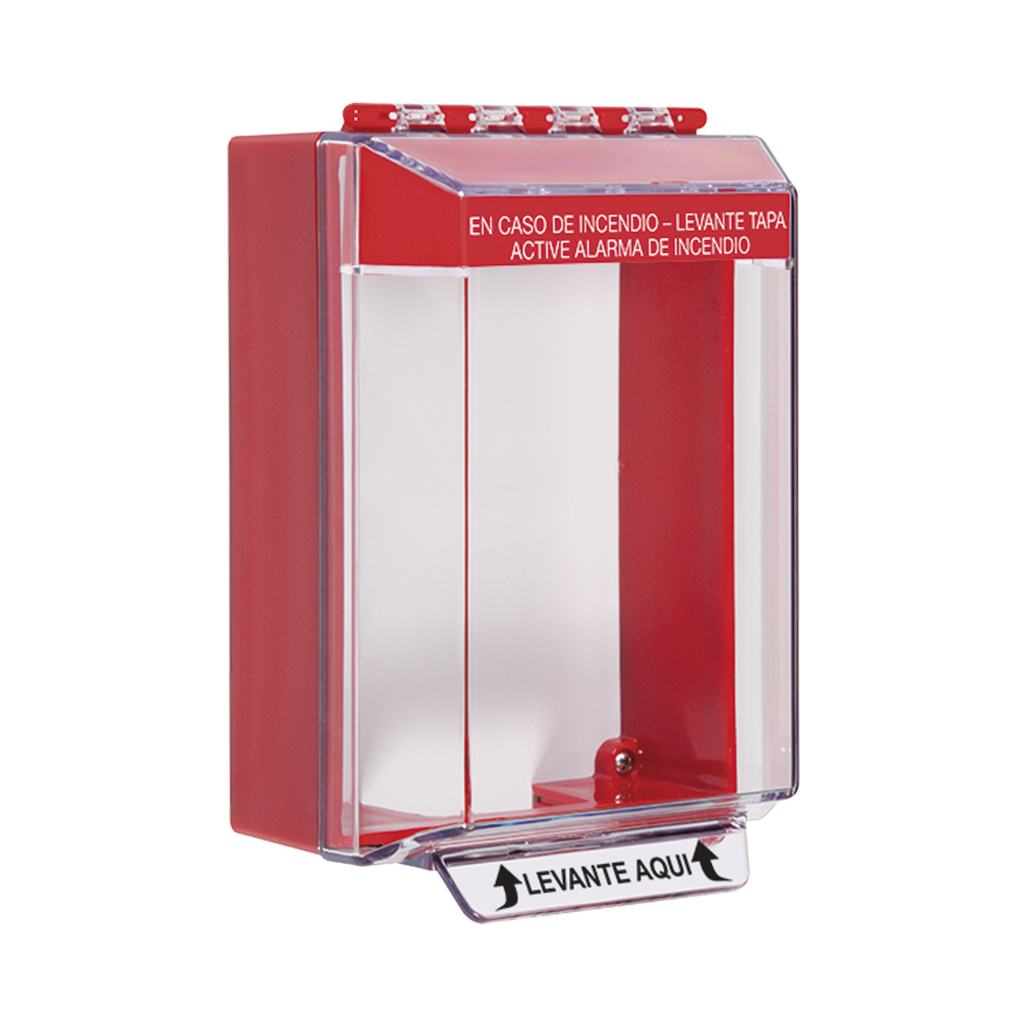 Cubierta Universal De Montaje Superficial, Con Espaciador 1.46", Serie Universal StopperÂ® Texto De Incendio En EspaÃ±ol