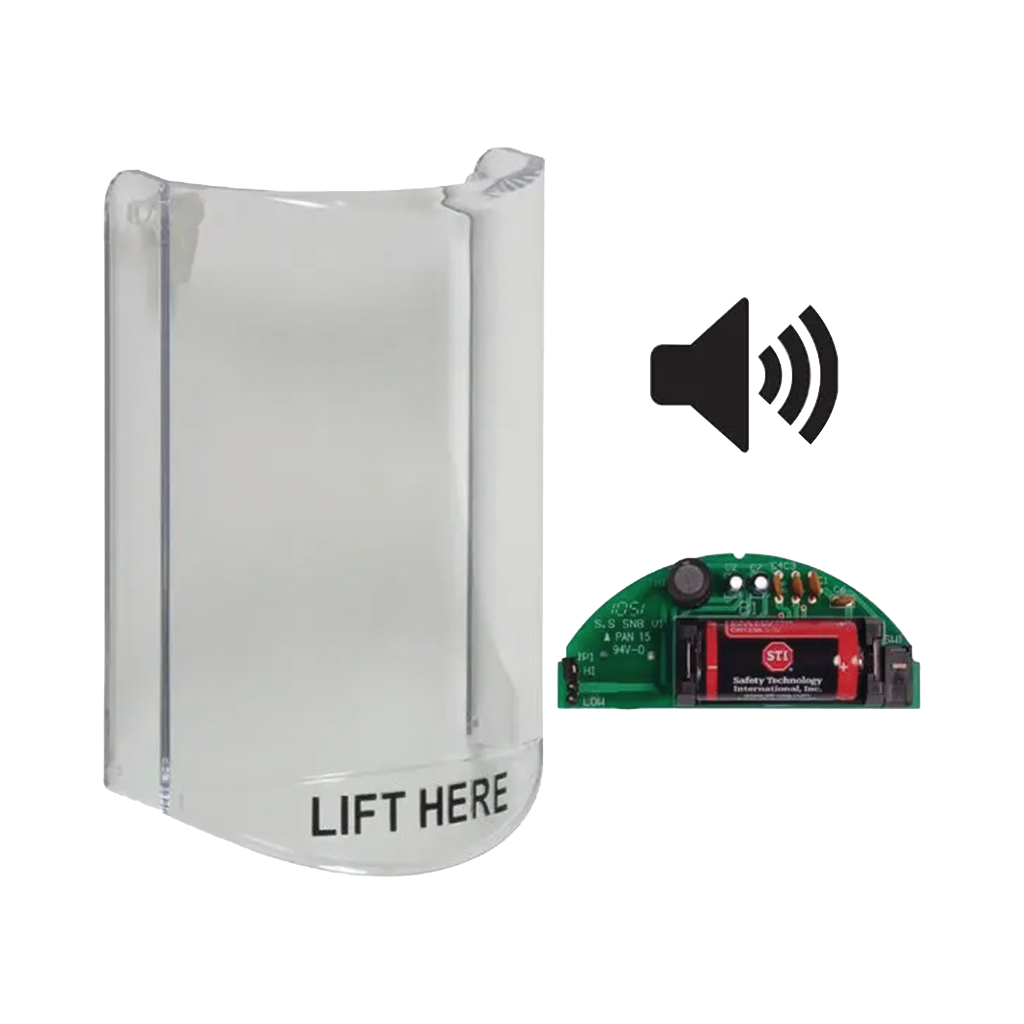 Cubierta Protectora De Policarbonato, Súper Resistente, Con Sonido, Texto En Ingles, Para Botones Multiusos Serie Stopper Station De STI