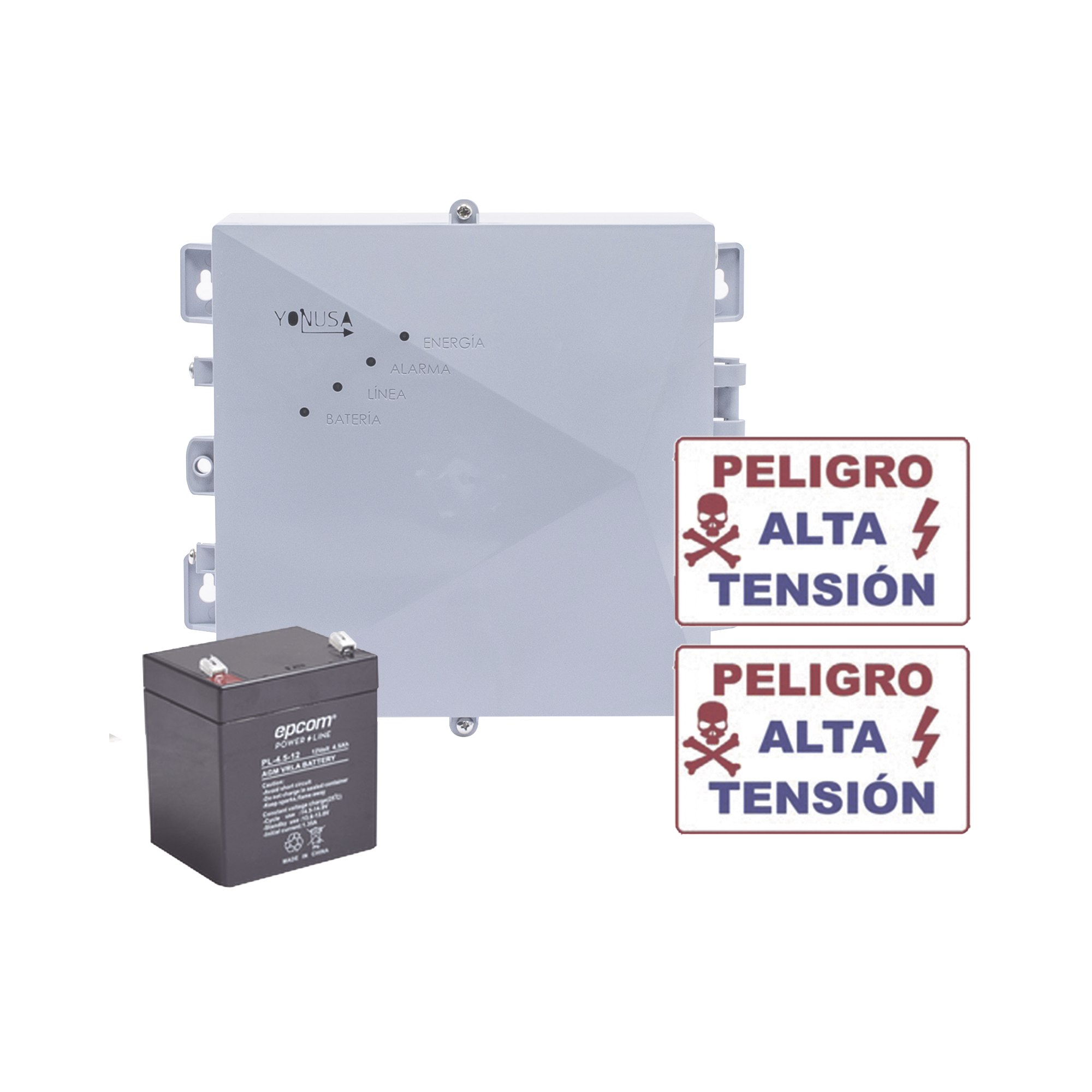 KIT de Energizador de 12,000Volts-1JOULES/2500 mts lineales de proteccion/Activado por AtenuaciÃ³n de voltaje,Corte de lÃ­nea o Aterrizamiento de la lÃ­nea/IntegraciÃ³n a panel de Alarma.