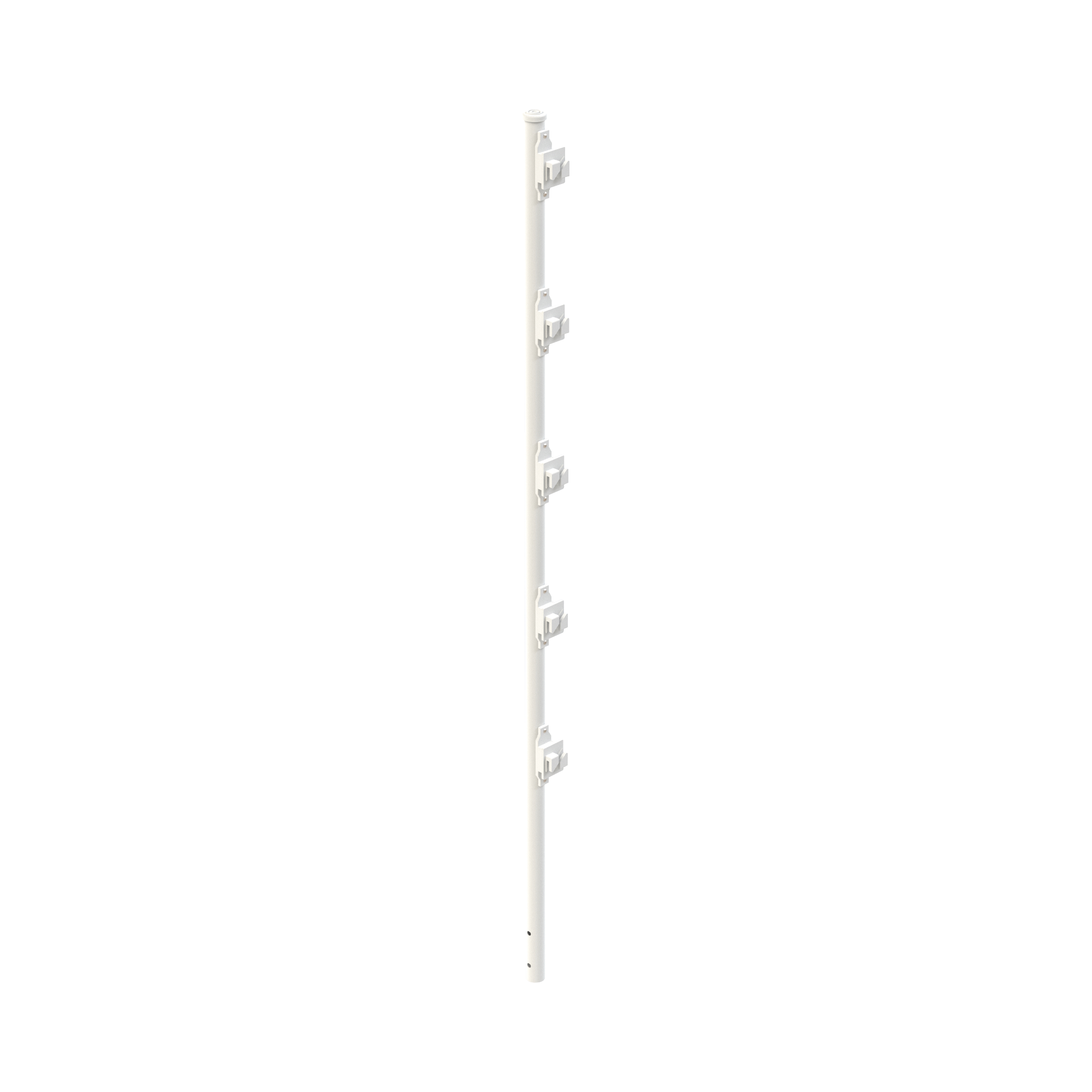 Poste con 5 Aisladores de PASO  para Cerca Electrificada. Tubo Galvanizado de 1.2m, cal. 18 de 1" Diam. + Pintura Blanca AplicaciÃ³n en Polvo.