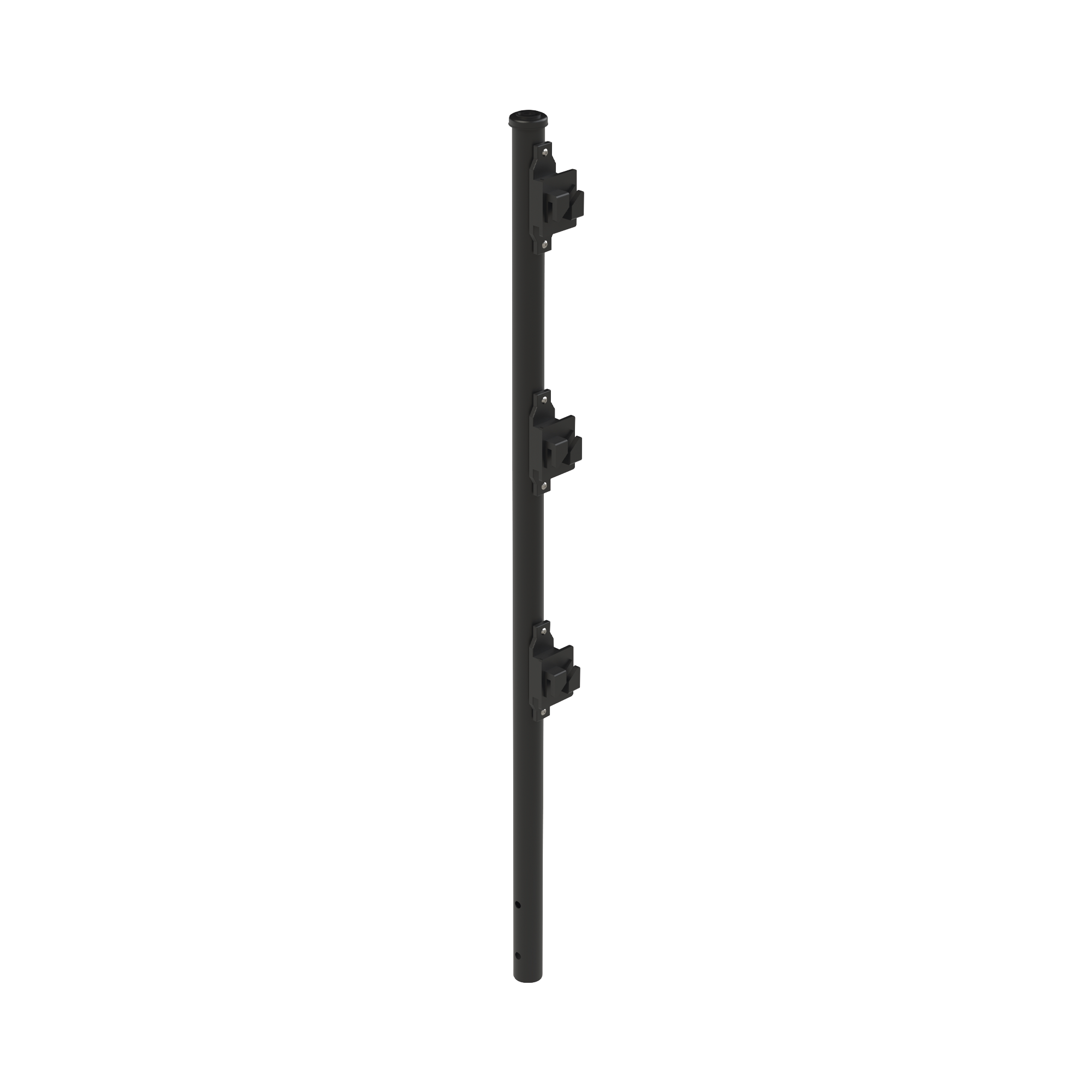 Poste de Paso Negro de 0.75m para Cerca Electrificada. Tubo Galvanizado cal. 18 de 1"Diam. con TapÃ³n y 3 Aisladores Instalados.