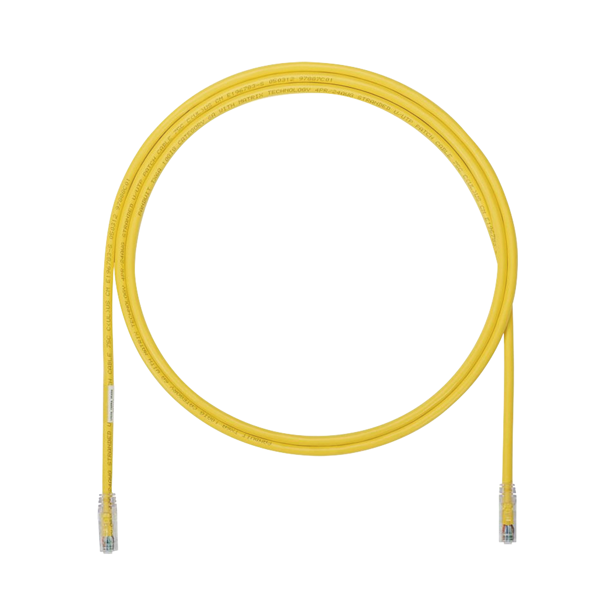 Cable de Parcheo UTP, Cat6A, 24 AWG, CM, Color Amarillo, 3.05 Metros (10 Pies)