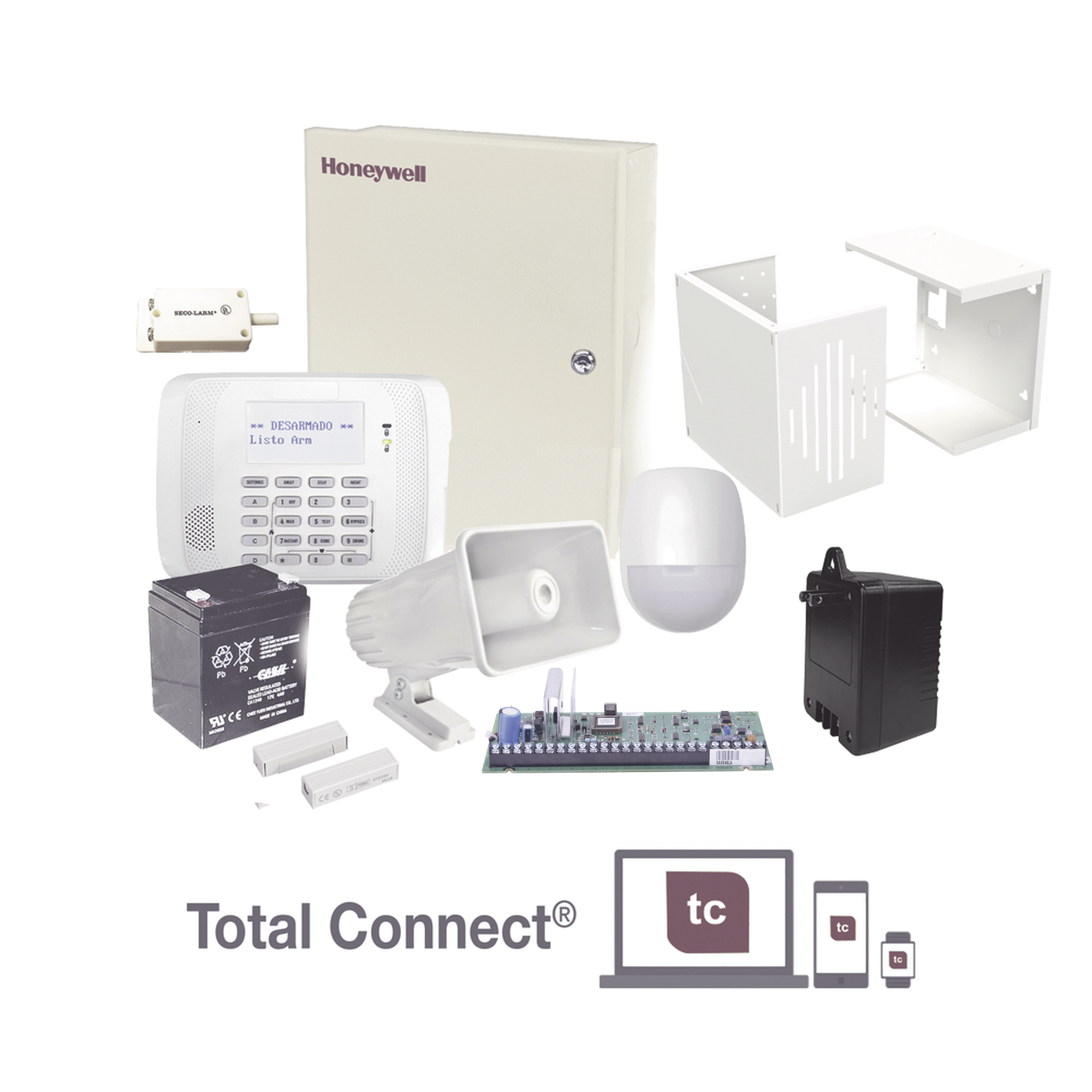 Kit de Alarma Residencial con Sensor de Movimiento y Contactos MagnÃ©ticos, Incluye BaterÃ­a, Transformador y Sirena
