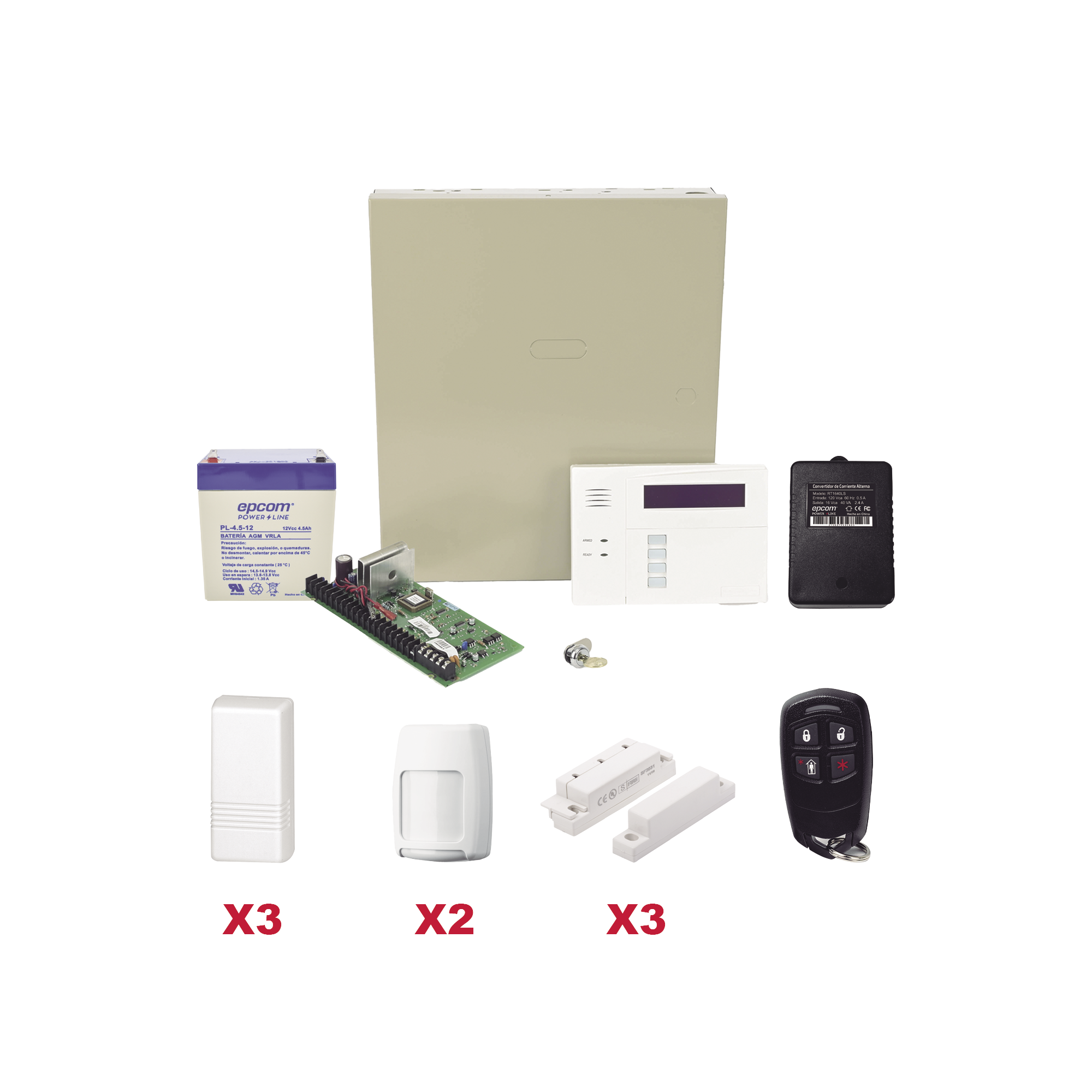 Kit inalÃ¡mbrico / Panel VISTA48LA con teclado 6160RF receptor inalÃ¡mbrico / 3 contactos 5816 / 2 PIR 5800PIR / 1 Llavero inalambrico Bateria y Transformador