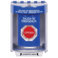 BotÃ³n MultipropÃ³sito, Color Azul, De Superficie, Con Tapa De Policarbonato, Sin Bocina, Para Interior/Exterior, Llave Para Restablecer, Texto Salida De Emergencia, EspaÃ±ol