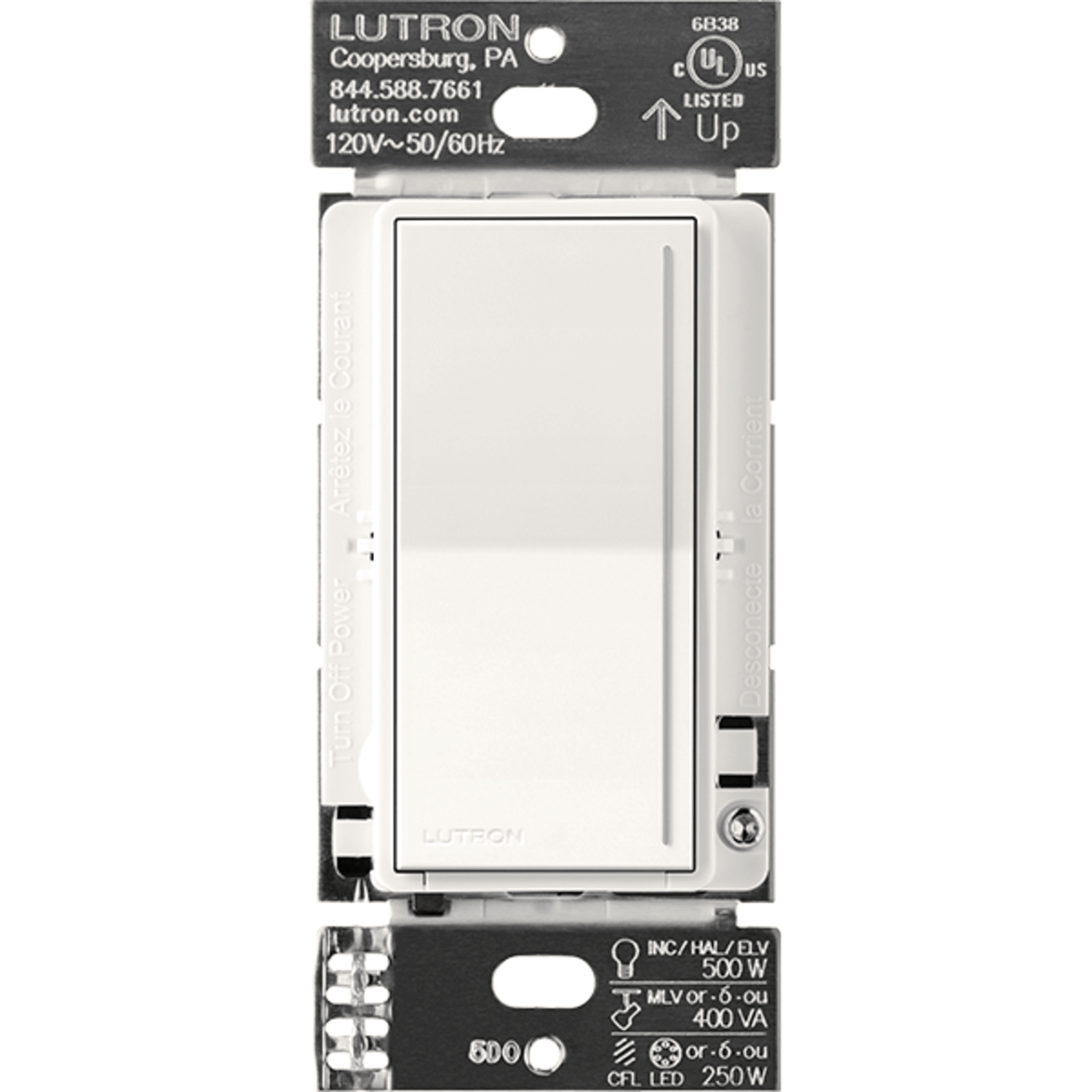 (RadioRa3) Atenuador tÃ¡ctil Sunnata Dimmer PRO color brilliant white, requiere cable neutro / soporta 250W LED