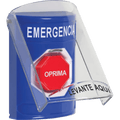 ?BotÃ³n MultipropÃ³sito, Color Azul, De Superficie, Con Tapa De Policarbonato, Sin Bocina Pre Alarma, Solo Interior, Llave Para Restablecer, Texto De Emergencia, EspaÃ±ol