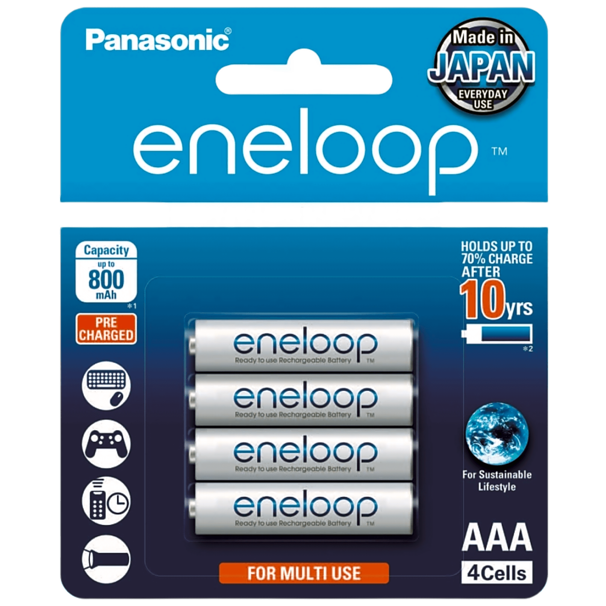 BaterÃ­a Recargable AAA 1.2V ENELOOP / Ni-HM / Paquete de 4 BaterÃ­as