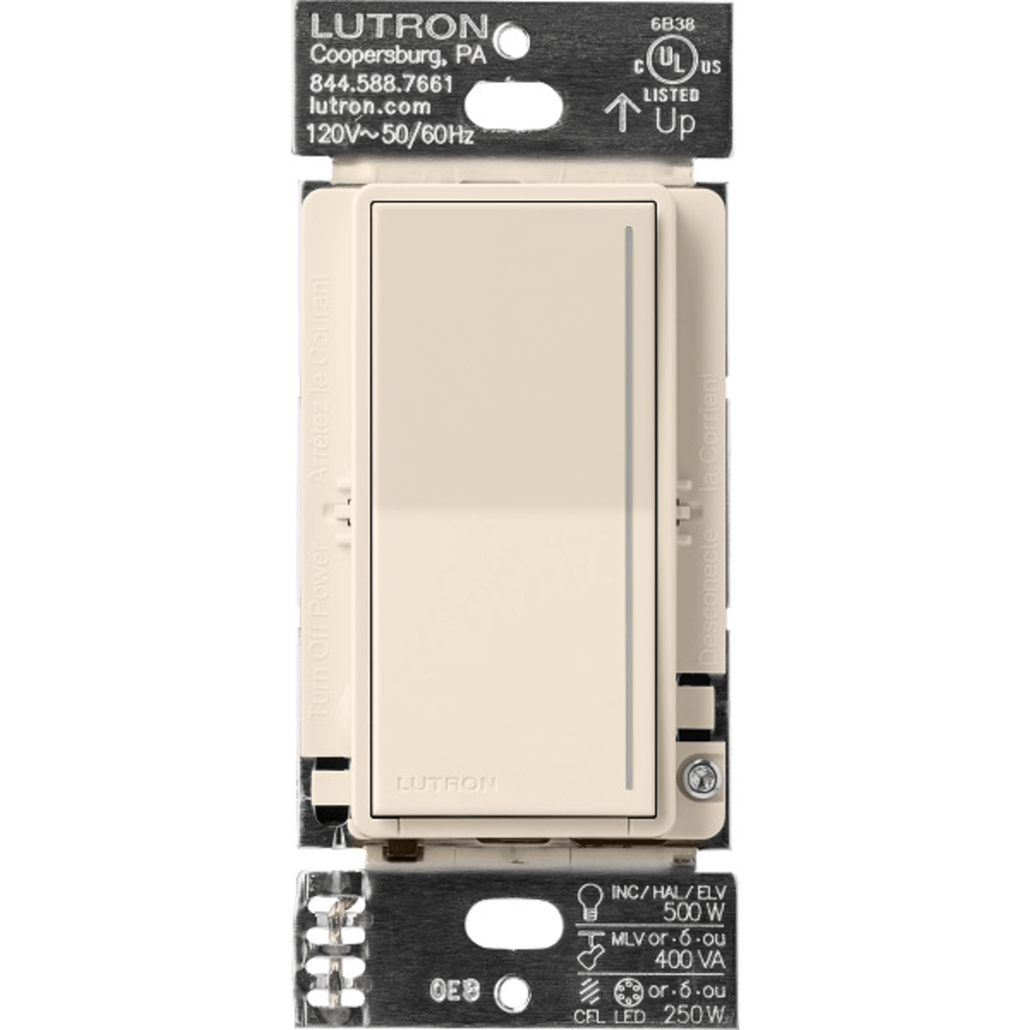 (RadioRa3) Atenuador tÃ¡ctil Sunnata Dimmer PRO color light almond, requiere cable neutro / soporta 250W LED