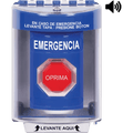 ?BotÃ³n MultipropÃ³sito, Color Azul, De Superficie con Espaciador, C/Tapa De Policarbonato, C/Bocina Pre Alarma, Interior/Exterior, Llave Para Restablecer, Texto De Emergencia, EspaÃ±ol