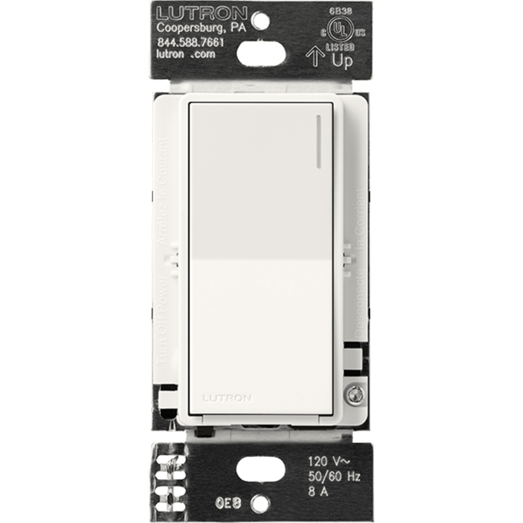 (RadioRa3) Apagador Sunnata color blanco para linea Radio Ra3, 8A de iluminacion, 5.8A Motor