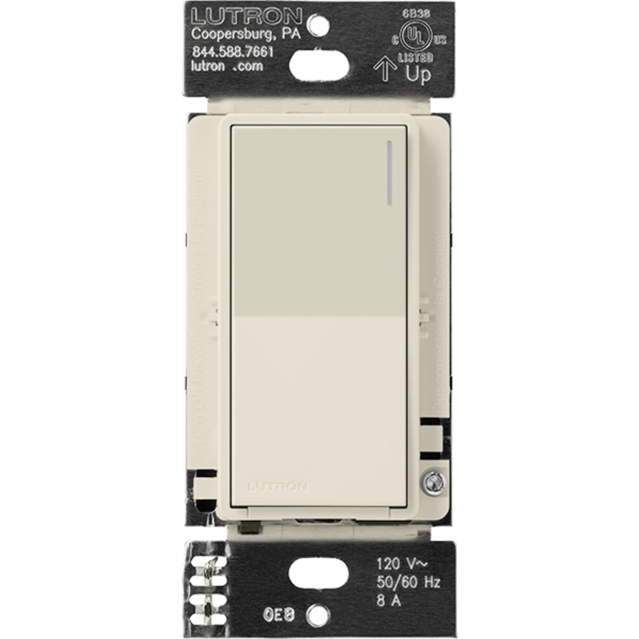 Placa de pared 1 espacio, para atenuador (dimmer), apagador Ã³ control remoto inalÃ¡mbrico LUTRON.