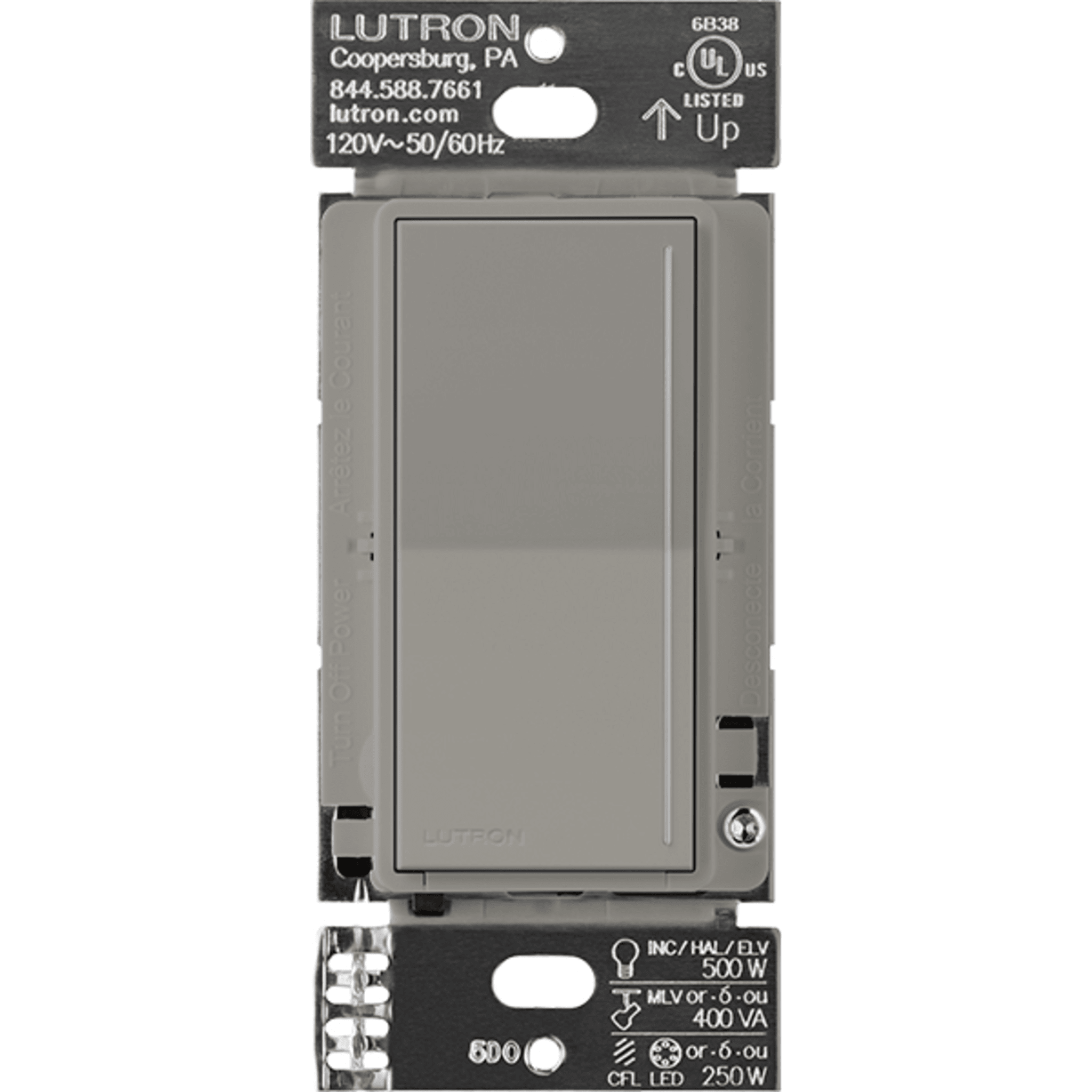 (RadioRa3) Atenuador tÃ¡ctil Sunnata Dimmer PRO color cobblestone, requiere cable neutro / soporta 250W LED